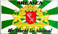 Fahne Fanflagge Bremen - Die Macht aus dem Norden gr Wappen Flagge  Hissflagge 9