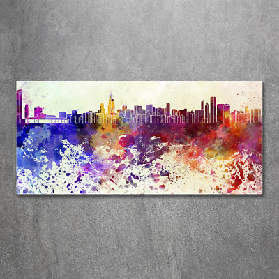 Glas-Bild Wandbilder Druck auf Glas 120x60 Sehenswürdigkeiten Buntes Chicago