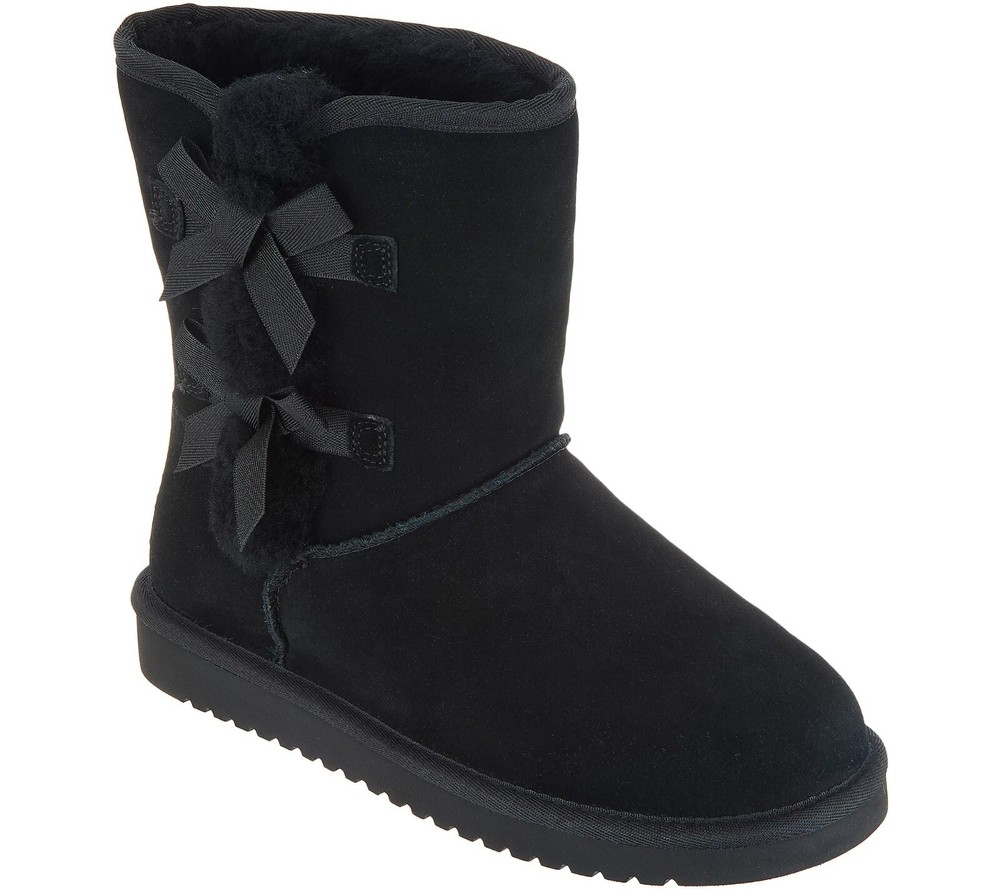 Women's Koolaburra by UGG Suede Bow Short Boots - Victoria Black Medium US Size