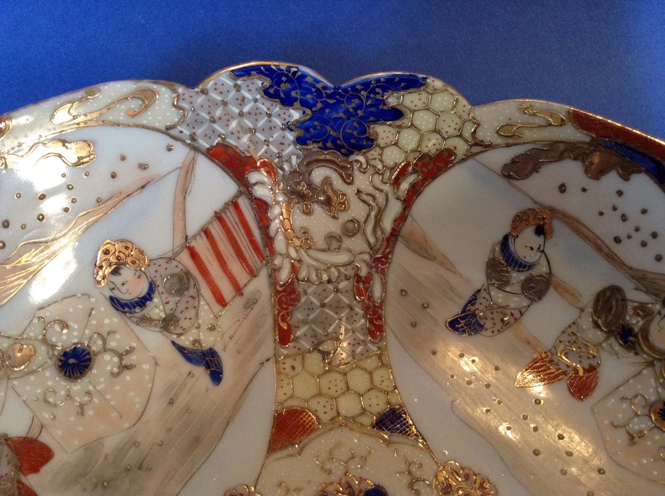 Cuenco Satsuma - Imari rojo azul pintado a mano - Moriage dorado - Grande - Nippon Japón Foto 4 de 4