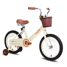  Vintage Kids Bike with Training Wheels & Beige 14 Inch With Training Wheels