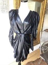 Isabel Marant Issolya Black Metallic MIDI Dress Size 34 Nwt 1200