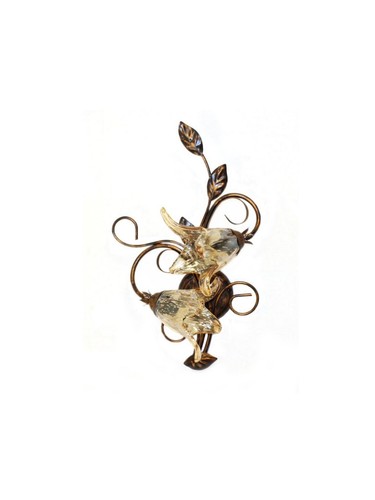 Applique Murale 2 Lumières Fer Forgé Feuilles D’acanthe Doré – Classique, Made In Italy
