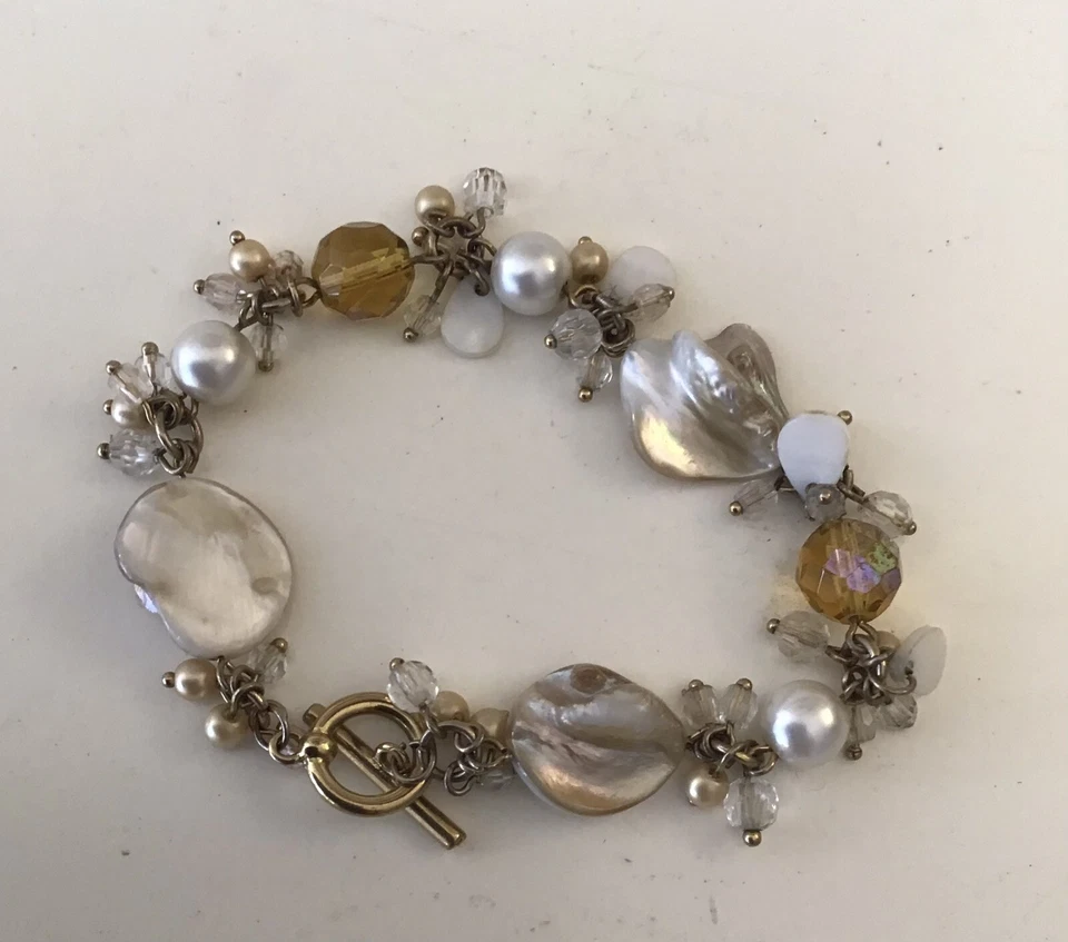 Pulsera de verano A Chico’s - Beige, ámbar, colores blancos - conchas, cuentas... no usada Foto 4 de 4