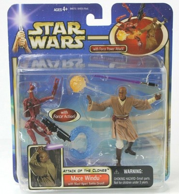 2002 Hasbro Star Wars Attack of the Clones Mace Windu & Battle Droid Figures NIP 2002 Hasbro Star Wars Attack of the Clones Mace Windu & Battle Droid Figures NIP