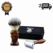 Shaving Set For Men 2X Traditional Badger Hair Brush, Wooden
