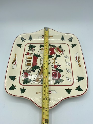 Masons Square Handled Christmas Village Cake/Serving Plate Ironstone 9x9"  - Picture 12 of 12