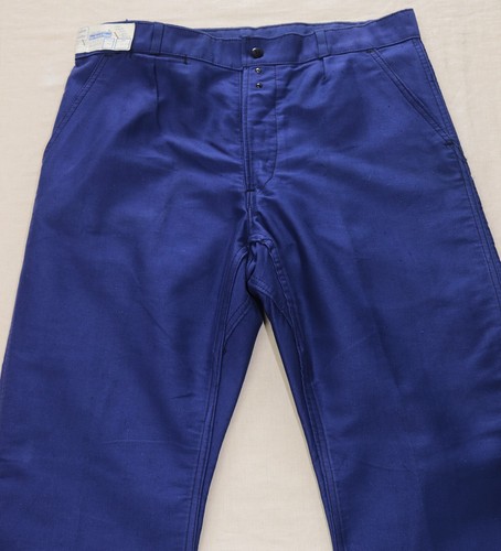 NEW Vintage 60s Blue Thick Moleskin Work Chore Pants VETFORT W35 Made in France - Picture 3 of 17