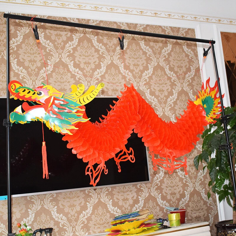 Amosfun Lanterne Cinesi Di Plastica 1,5M Per Decorazioni Di Capodanno, Drago Cinese Tradizionale, Ornamenti Sospesi Per Festival Di Primavera, Feste, Casa, Ristorante, Chinatown
