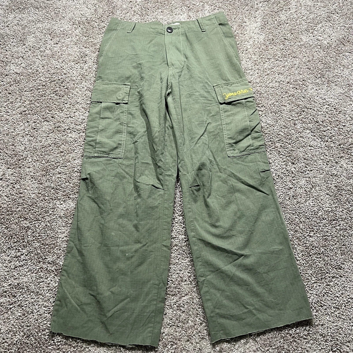 Lucky Brand Green Tencel You Are My Sunshine Cropped Cargo Pants Baggy y2k  loose