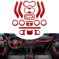 18x Full Set Interior Cover Trim Kit For Jeep Wrangler Jk Jku 2011-17 4-door Red 18x Full Set Interior Cover Trim Kit For Jeep Wrangler Jk Jku 2011-17 4-door Red