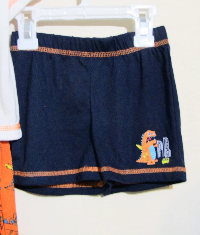 JUEGO DE PIJAMA JOE BOXER 12MO NIÑOS 3 PIEZAS BLANCO COCODRILO TOP/PANTALONES/PANTALONES CORTOS NARANJA NUEVO CON ETIQUETAS Foto 2 de 3