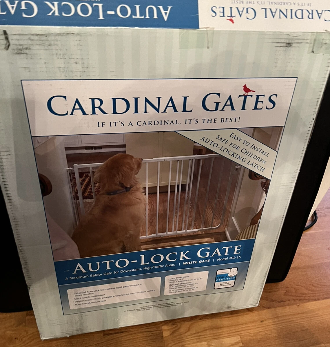 Cardinal Gates Auto-Lock Pet Gate Adjustable Width 26”- 40” / 29.5”H White