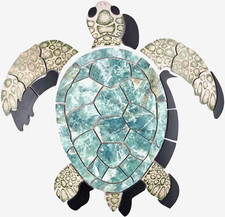 Turtle - Light Green Sea Turtle Pool Mosaic Tile, Large 1 PC 24 INCHES.
