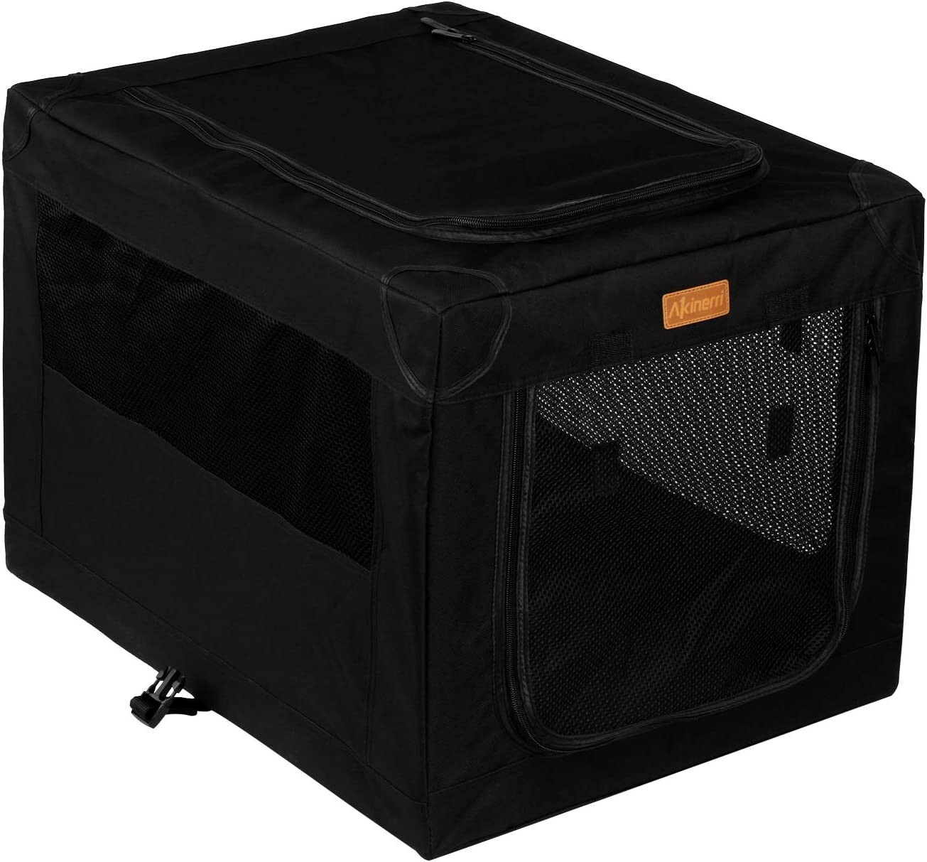 Akinerri Large Folding Soft Dog Crate for Dogs, Cats with Strong Steel