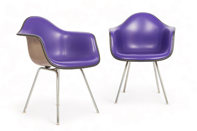 Mid Century Purple DAX Bucket Lounge Chairs by Eames for Herman Miller, 1960s
