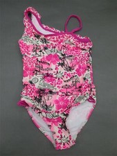 OP SIZE M 7-8 GIRLS PINK/WHITE ONE PIECE SWIMSUIT 2F
