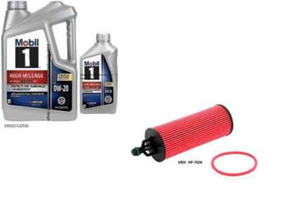 Mobil1 0W20 Full Syn. H/M Engine Oil - 6 Quarts w/K&N HP-7026 Engine Oil Filter
