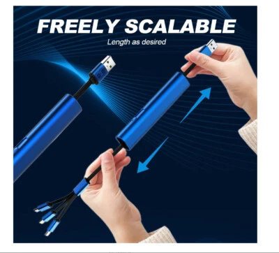 Receiptm Super Fast 3-in-1 Charging Data Cable,Retractable Phone Charger - Image 1 of 4