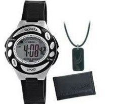Tikkers Boys' Black Digital Watch with necklace and wallet kids gift set 