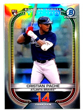 2021 Bowman Baseball #BTP-14 Cristian Pache Bowman Scouts Top 100 Refractor