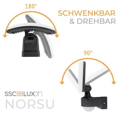 NORSU Wand LED Außenlampe Bewegungsmelder hell & schwenkbar 29W 230V - Bild 6 von 10