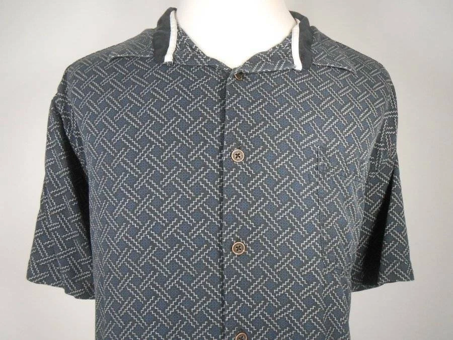 Красивая мужская рубашка XXL Nat Nast синий геометрический дизайн с коротким рукавом на пуговицах - Изображение 2 из 4