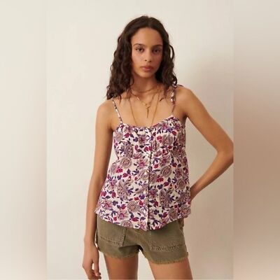 NWT! ba&sh Yvie Printed Tie Strap cami TOP SIZE L