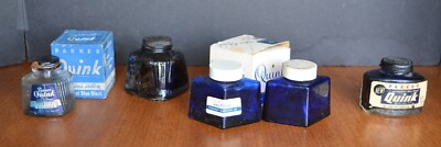 VTG PARKER QUINK INK Bottles (5) LOT