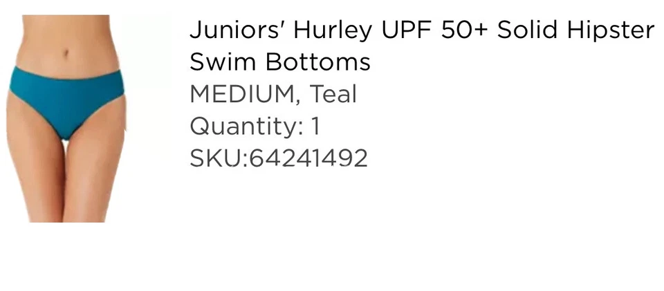 NWT Hurley Crop Logo Tankini Top (Bottoms - Hipster) Teal, Quick Dry - Image 4 of 4