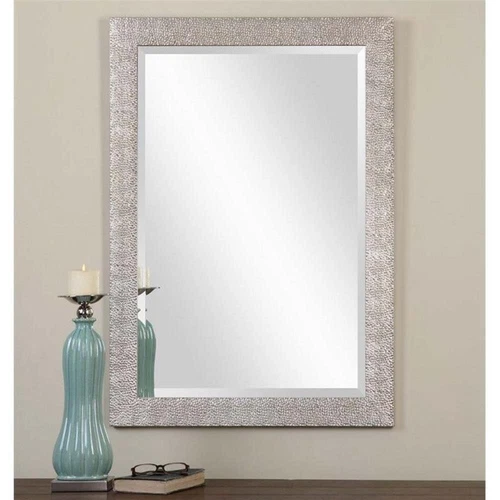 Uttermost Porcius Coastal Style Pinewood Mirror in Antiqued Silver - Picture 1 of 3