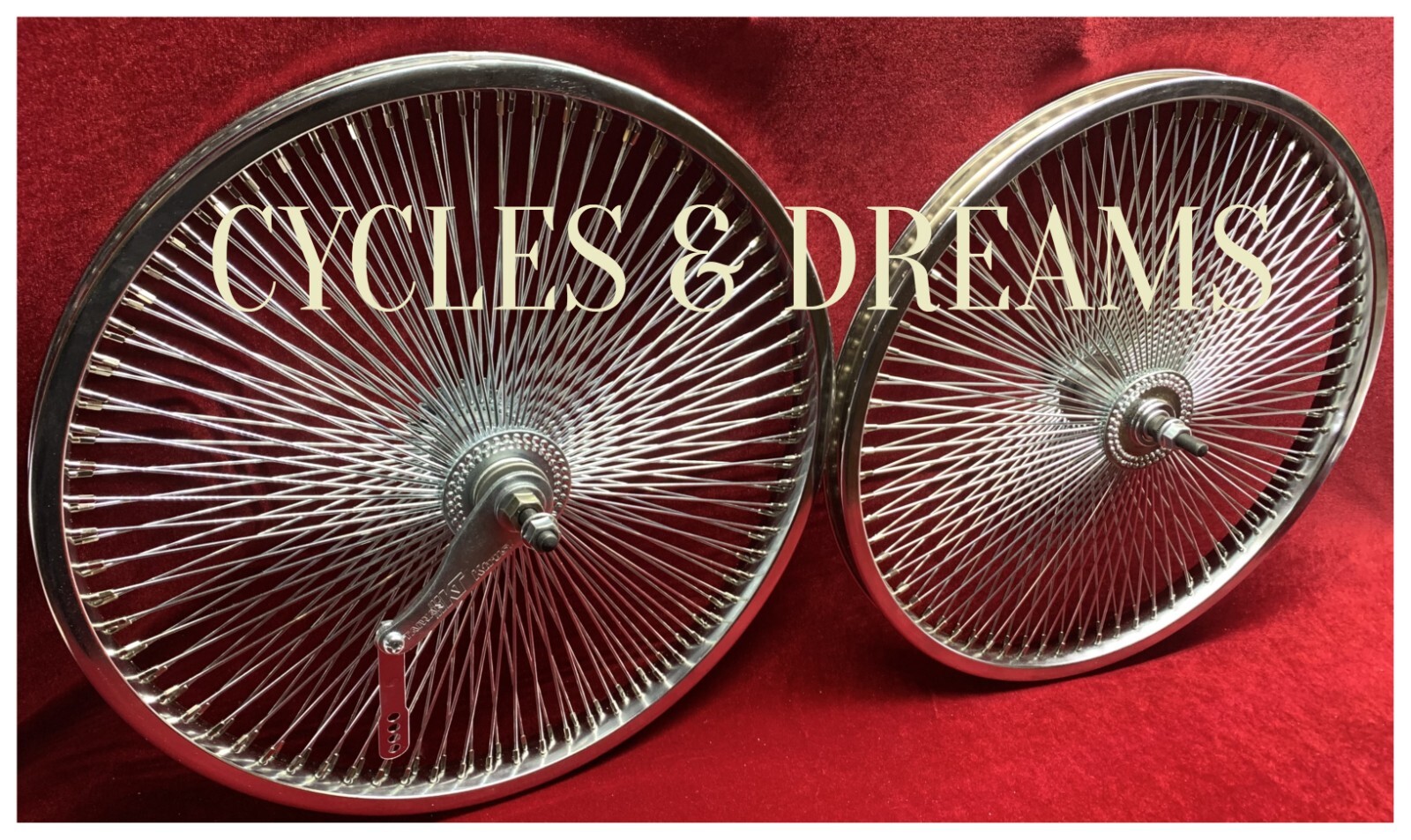 20" CHROME PLATTED LOWRIDER RIMS 144 SPOOKES FRONT OR COASTER 14G 3/8