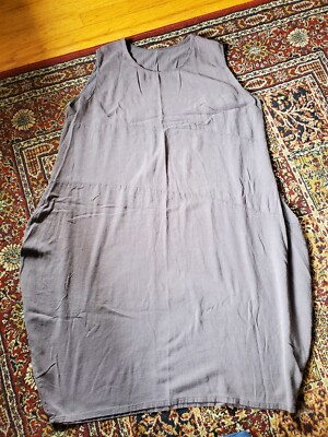 Lagenlook Blue Grey Cotton Cocoon Dress Large No Label