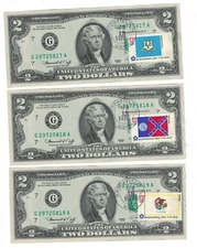 ** 1976 $2 DOLLARS BILL FIRST DAY OF ISSUE W/CANCELLED STAMP. PRICE PER NOTE. **