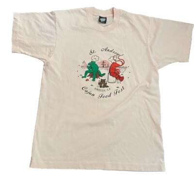 Vtg 1990 Cajun Food Fest Amelia LA T Shirt Mens L Screen Stars Single Stitch