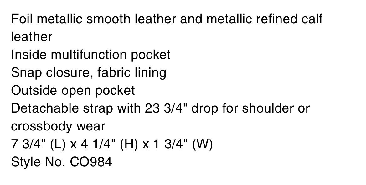 COACH CO984 Morgan Crossbody Bag Metallic Leather Silver