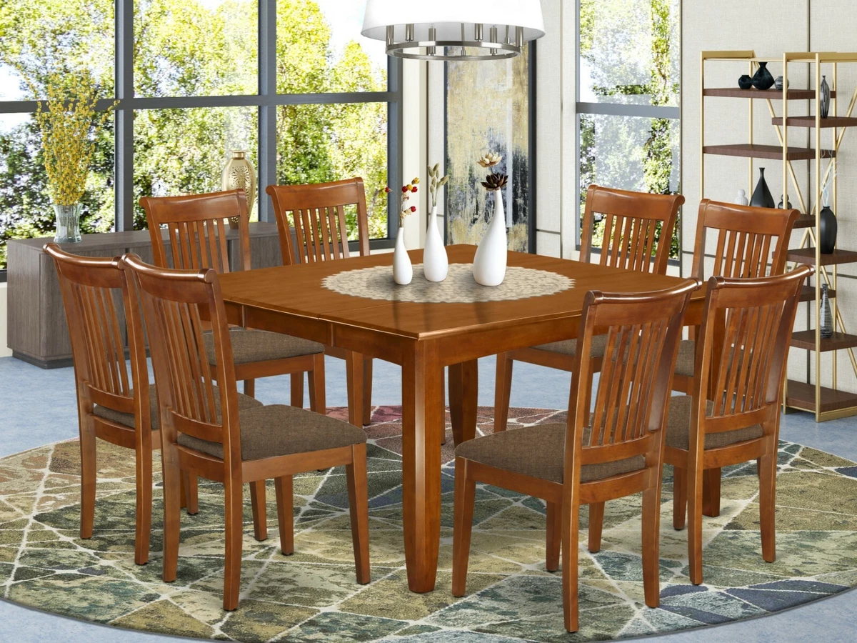 9pc dinette set Parfait table w 8 Portland upholstered chairs in