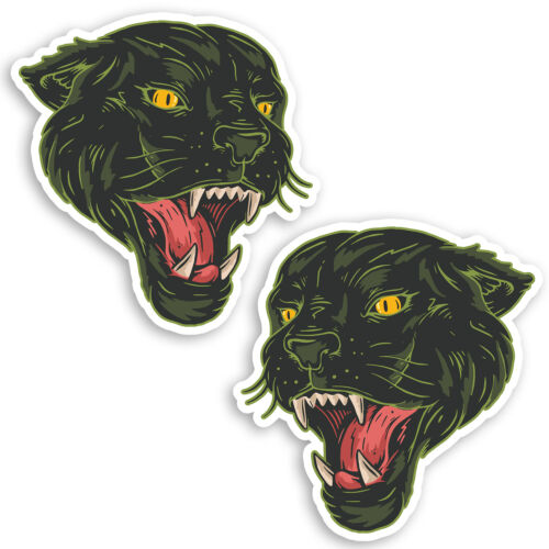 2 x 10cm Angry Black Panther Vinyl Stickers - Jaguar Wild Big Cat Sticker  #29110 7626009314707 | eBay