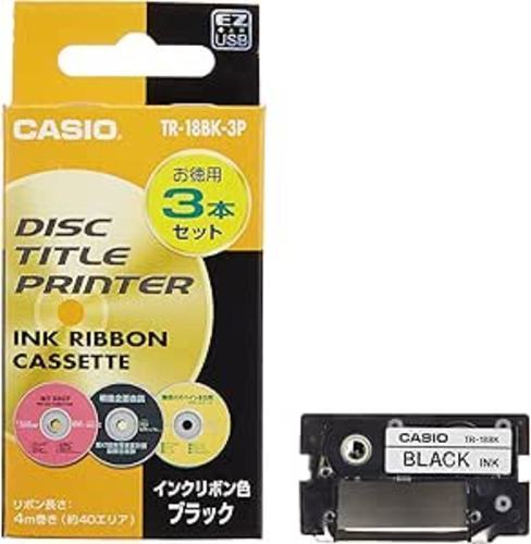 Imprimante de titre de disque ruban d'encre noir Casio TR-18BK-3P 3 pièces cassette livraison gratuite - Photo 7/9