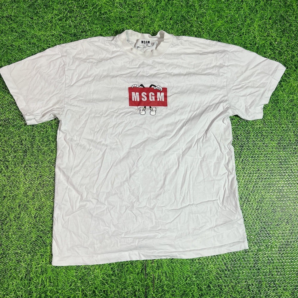 MSGM Sneaker Logo Men’s T-Shirt XS White 21x28 Authentic