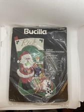 Vintage Bucilla Jeweled Christmas Stocking Felt Craft Kit 18In Long 48769 Santa