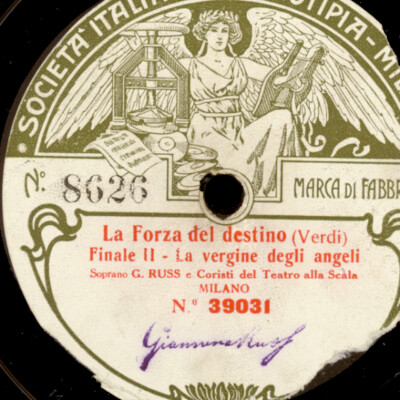 G. RUSS -SOPRAN- ''La Forza del Destino'' La vergine Schellackplatte 27,5 cm G3908