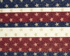 FAT QUARTER STARS  STRIPES HEART OF AMERICA FABRIC TRADITION METALLIC COTTON FQ