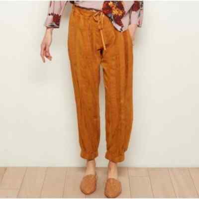 The Odells Sonia pants in Rust Striped lightweight linen blend joggers size xs