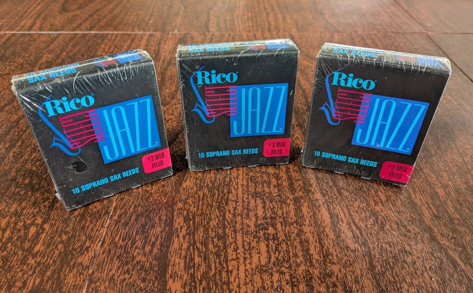 Rico Select Jazz Soprano Saxophone # 3 Strength Filed Reeds 10 pack - New in Pkg