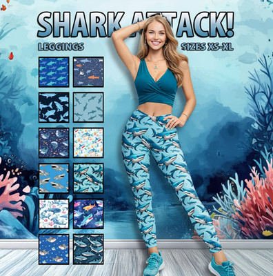 Shark Print Leggings #1 - Ocean Sea Life Women s Pants