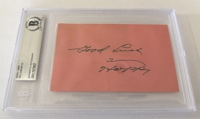 William Bill Boyd Signed Scribed Auto 3x5 Card Beckett BGS Slabbed Encapsulated