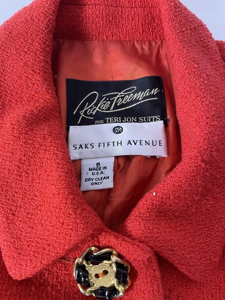 Chaqueta De Colección Rickie Freeman Mujer 8 Boucle Blazer Saks Fifth Avenue EE. UU. 90s Foto 2 de 4