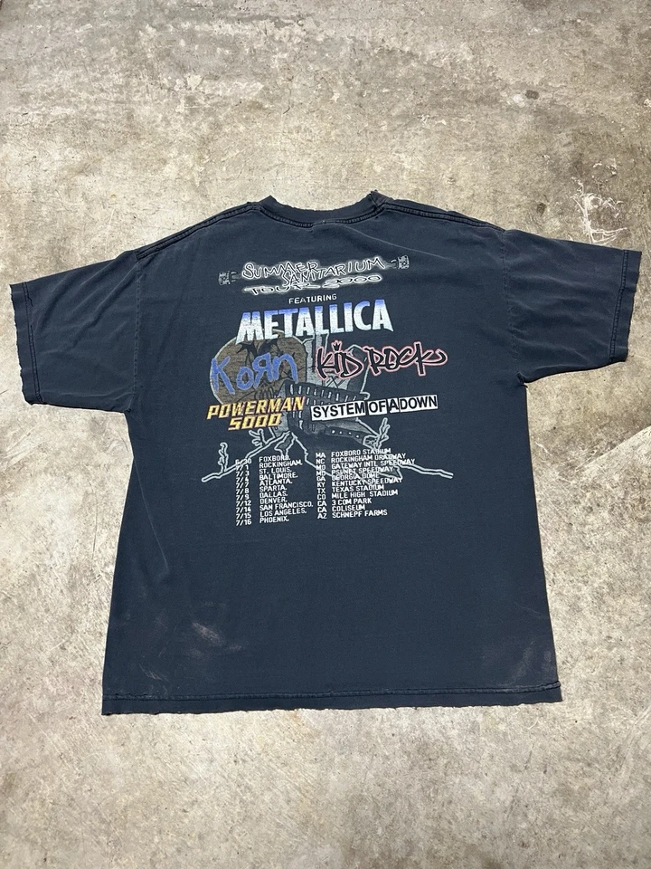 Vintage Metallica Korn Kid Rock Summer Sanitarium Tour 2000 Band T Shirt Size XL - Image 4 of 4