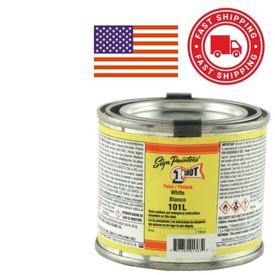 Enamel Paint 4 Ounce White High Gloss Fade Resistant for Glass Vinyl Surfaces